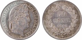 Louis-Philippe Ier, 50 centimes, 1846 Paris
A/LOUIS PHILIPPE I - ROI DES FRANÇAIS
Tête laurée de chêne à droite, au-dessous signature DOMARD. F.
R/...