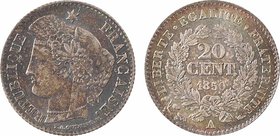 IIe République, 20 centimes Cérès, 1850 Paris
A/REPUBLIQUE - FRANÇAISE
Tête laurée de la république à gauche, au-dessous signature E. A. OUDINE F.
...