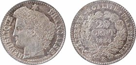 IIe République, 20 centimes Cérès, 1850 Bordeaux
A/REPUBLIQUE - FRANÇAISE
Tête laurée de la république à gauche, au-dessous signature E. A. OUDINE F...