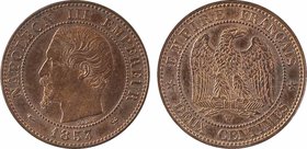 Second Empire, deux centimes tête nue, 1853 Lille
A/NAPOLEON III - EMPEREUR// (différent) (date) (différent)
Tête nue à gauche ; au-dessous BARRE
R...