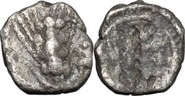Greek Italy.Southern Lucania, Metapontum.AR Obol, 540-510 BC.D/ Ear of barley.R/ Incuse ear od barley.HN Italy 1469.AR.g. 0.43 mm. 7.00Toned.VF.