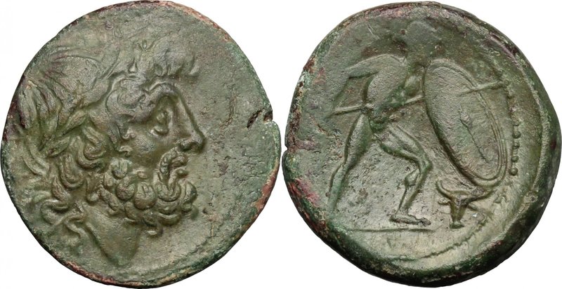 Greek Italy.Bruttium, Brettii.AE Unit, 211-208 BC.D/ Head of Zeus right, laureat...