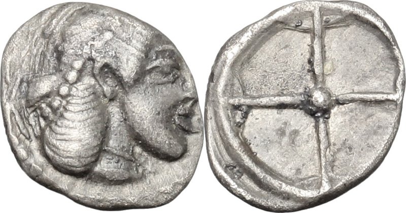 Sicily.Syracuse.Deinomenid Tyranny (485-466 BC).AR Obol.D/ Diademed head of Aret...