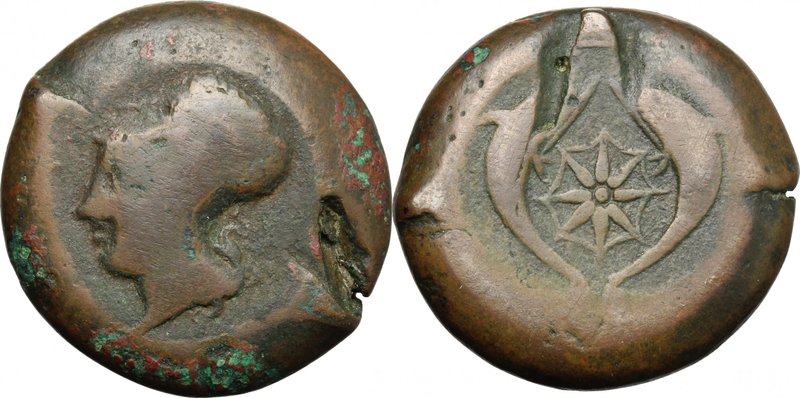 Sicily.Syracuse.Dionysios I (405-367 BC).AE Drachm, c. 395 BC.D/ Head of Athena ...