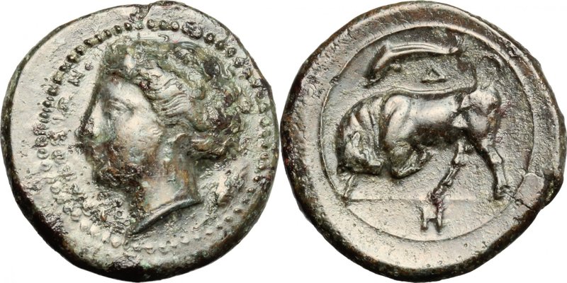 Sicily.Syracuse.Agathokles (317-289 BC).AE, 317-310 BC.D/ Head of Persephone lef...