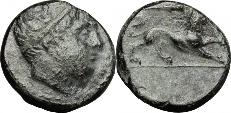 Sicily.Syracuse.Agathokles (317-289 BC).AE, 310-304 BC.D/ Head of young male rig...
