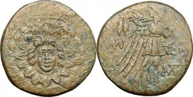 Greek Asia.Pontos, Amisos.Mithridates VI (85-65 BC).AE 21mm, 85-65 BC.D/ Aegis with Gorgoneion in center.R/ Nike advancing right, holding palm.SNG BM ...