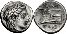 Greek Asia.Bithynia, Kios.AR Half Siglos or Hemidrachm, c. 345-315 BC. Miletos, magistrate.D/ Laureate head of Apollo right.R/ Prow of galley left, or...