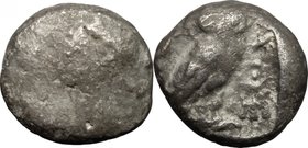 Greek Asia.Judaea.Greco-Palestinian.AR Drachm, Gaza mint, 4th century BC.D/ Head of Athena right.R/ AΘΕ. Owl standing right.Cf. SNG ANS Palestine-Sout...