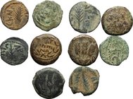 Greek Asia.Judaea.Roman Governors.Lot of 10 prutot, 1st century AD.AE.g. 1.90 mm. 17.00In good condition.
