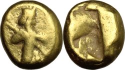Greek Asia.Persia, Achaemenid Empire.Darios I to Xerxes II (c. 485-420 BC.).AV Daric. Lydo-Milesian standard. Sardes mint.D/ Persian king or hero, wea...