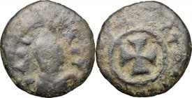 Africa.Etiopia, Aksum.Anonymous issue.AE 14mm, c. 4th century AD.D/ Bust right.R/ Cross.Hahn 33. MH 52.AE.g. 1.08 mm. 14.00About VF/Good F.