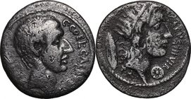 C. Coelius Caldus.AR Denarius, 51 BC.D/ Head right.R/ Head of Sol right, radiate; behind, oval shield; before, Macedonian shield.Cr. 437/1.AR.g. 3.57 ...