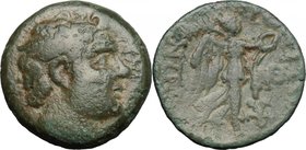 Time of Pompey the Great.AE 19 mm. Cilicia, Soloi-Pompeiopolis mint, pseudo-Autonomous issue, c. 66-48 BC.D/ Bare head of Pompey the Great right.R/ Ni...