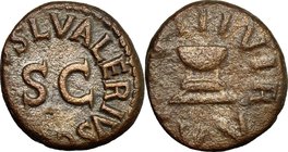 Augustus (27 BC - 14 AD).AE Quadrans, 4 BC.D/ Large SC surrounded by legend.R/ Bowl-shaped altar.RIC (2nd ed.) 468.AE.g. 3.21 mm. 15.00Nice copper sur...