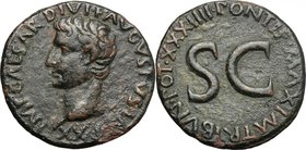 Augustus (27 BC - 14 AD).AE As, 11-12.D/ Head left, bare.R/ Large SC surrounded by legend.RIC (2nd ed.) 471.AE.g. 10.88 mm. 27.50Good VF.