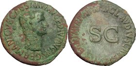 Germanicus (died 19 AD).AE As, struck under Claudius, 50-54.D/ Head right.R/ Large SC surrounded by legend.RIC (2nd ed.; Claudius) 106.AE.g. 12.19 mm....