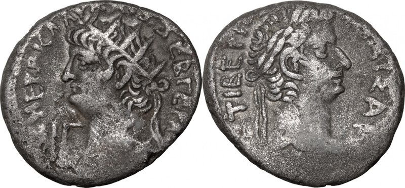 Nero (54-68).BI Tetradrachm, Alexandria mint, 66-67.D/ Head left, radiate.R/ Hea...