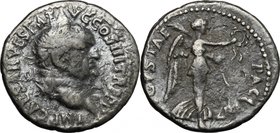 Vespasian (69-79).AR Denarius, Ephesus mint, 71 AD.D/ Head right, laureate.R/ Victory advancing right, holding wreath and palm.RIC (2nd ed.) 143A.AR.g...