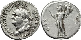 Vespasian (69-79).AR Denarius, 77-78 AD.D/ Head left, laureate.R/ Mars standing left, holding spear and trophy.RIC 103.AR.g. 3.35 mm. 18.00An impressi...