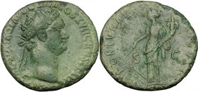 Domitian (81-96).AE Dupondius, struck 95-96 AD. Rome mint.D/ Radiate head right.R/ Fortuna standing left, holding rudder and cornucopia.RIC 417.AE.g. ...