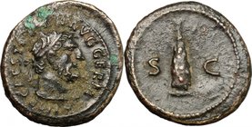 Trajan (98-117).AE Quadrans, 114-117.D/ Head of Hercules right, diademed and wearing lion's skin.R/ Club flanked by S - C.RIC 699.AE.g. 2.87 mm. 16.50...