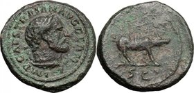 Trajan (98-117).AE Quadrans, 114-117.D/ Head of Hercules right, diademed and wearing lion's skin.R/ Boar right.RIC 702.AE.g. 3.20 mm. 16.00Very dark g...