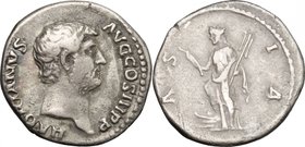 Hadrian (117-138).AR Denarius, 134-138.D/ Head right.R/ Asia standing left, right foot on prow, holding hook and rudder.RIC 301a.AR.g. 3.26 mm. 17.50R...