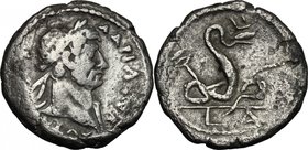 Hadrian (117-138).BI Tetradrachm, Alexandria mint, 119/120 (year 4).D/ Laureate head right.R/ Snake right; caduceus behind.K&G 32.104.BI.g. 12.23 mm. ...