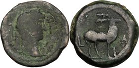 Hadrian (117-138).AE 18 mm, Alexandria mint, 126/127 (year 11).D/ Laureate head right.R/ Deer standing right.K&G 32.439.AE.g. 4.73 mm. 18.00About VF/V...