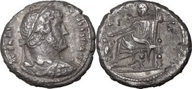 Hadrian (117-138).BI Tetradrachm, Alexandria mint, 131-132.D/ Bust irght, laureate, draped, cuirassed.R/ Serapis seated left, extending right hand and...