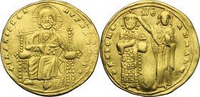 Roman III (1028-1034).AV Histamenon nomisma, Constantinople mint, 1028-1034.D/ Christ Pantokrator enthroned facing, cross-nimbed, raising hand in bene...