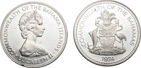 Bahamas.Elizabeth II (1952-).Lot of 2 AR 2 Dollar coins, 1972, 1974.KM 33. 67a.AR.EF+.