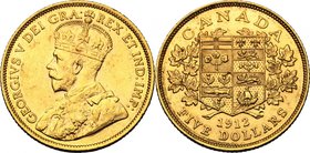 Canada.George V (1910-1936).AV 5 Dollars 1912.Fr. 4.AV.g. 8.34 mm. 22.00About EF/EF.