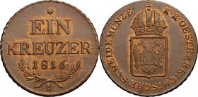 Hungary.Franz II/I (1792-1805-1835).AE Kreuzer, Kremnitz mint, 1816B.Herinek 1086.AE.g. 8.56 mm. 26.00EF.