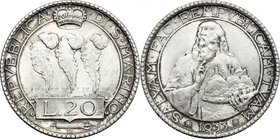 Italy.AR 20 Lire, San Marino mint, 1933.KM 11.AR.g. 15.03 mm. 35.00About VF/Good F.