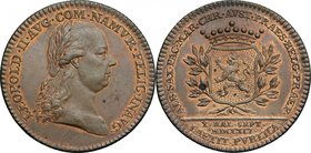 Austria.Leopold II (1790-1792).AE Medal, Vienna mint, 1791.D/ Head right, laureate.R/ Coat of arms flanked by laurel branches.AE.g. 12.77 mm. 33.00Inc...