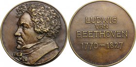 Austria.Ludwig van Beethoven (1770-1827).Medal 1927, celebrating 100th anniversary of the death.AE. mm. 87.00Inc. E. Furst.R.EF.