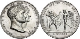 France.Napoleon I (1805-1814), Emperor.Medal for the marriage of Napoleon I and Maria Luigia di Parma, 1 April 1810.D/ Conjoined busts of Napoleone I,...