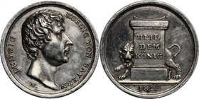 Germany. Bayern.Ludwig I (1825-1848).AR Medal, 1825.D/ Head right.R/ Altar; behind, lion.Slg. Wittelsbach 2626.AR.g. 1.77 mm. 14.00Slightly toned.Abou...