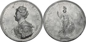 Great Britain.Anne Stuart (1665-1714), queen of Great Britain.Pewter "Union of Scotland and England" Medal 1707.Eimer 423.Pewter. mm. 70.00Inc. J. Cro...
