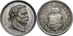 Hungary.AR Medal.D/ Head of Ferenc Deák right, laureate.R/ Coat of arms of Hungary.AR.g. 2.92 mm. 19.00Toned.About EF.For commemorating his birth.