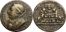 Italy.Paolo II (1464-1471), Pietro Barbo.Medal, Rome mint, 1469.Hill 760; Pollard I, 162; CNORP I, 105 (Modesti). Vannel-Toderi Bargello I, 197.AE. mm...