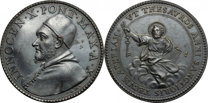 Italy.Innocence X (1644-1655), Giovanni Battista Pamphili.AE Medal, 1653.D/ Bust...