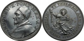 Italy.Innocence X (1644-1655), Giovanni Battista Pamphili.AE Medal, 1653.D/ Bust left.R/ Saint Peter seated facing on cloud, holding key and book.Mis....