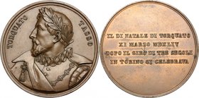 Italy.Torquato Tasso (1544–1595), poet and intellectual.Medal, Ferrara mint, 1834.Museo di Torino - Medagliere 864. Camozzi 735. Martini-Turricchia 17...