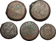 Greek Coins.Egypt, lot of 5 AE Ptolemaic coins.AE.