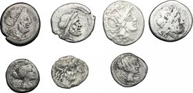Roman Republic.Lot of 7 AR denominations.F:About VF.