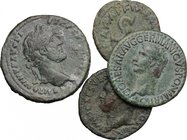 Multiple lot of 4 unclassified Roman Imperial AE coins; including: As of Augustus, As of Caligula, As of Vespasian and Sestertius of Antoninus Pius.AE...