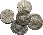 Multiple lot of 5 AE unclassified Antoniniani; including: Claudius II and Salonina.AE.About VF-Good F.